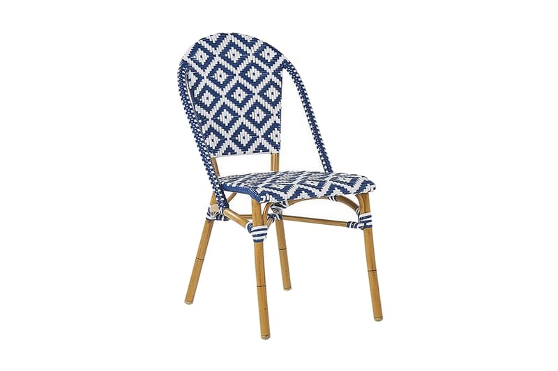 Havestol 4 st blå/hvid mønster RIFREDDO - Blå - Spisebordsstole udendørs - Altanstole