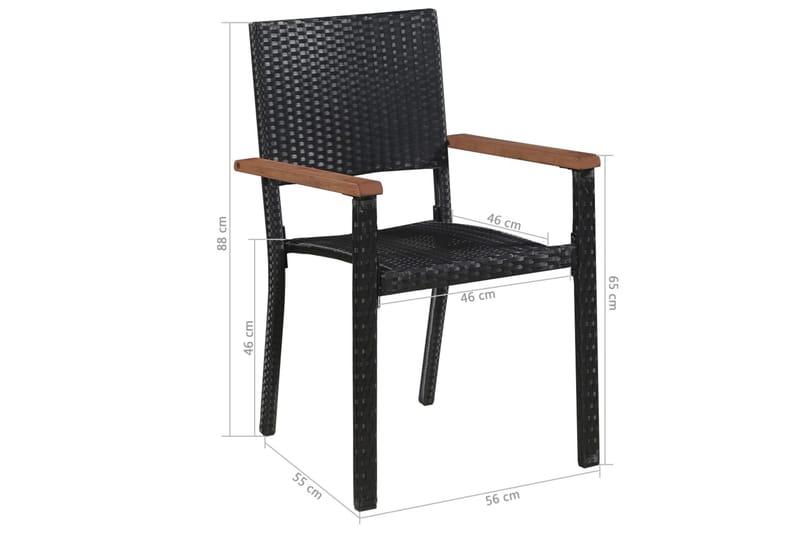 Havestole 2 Stk. Polyrattan Sort - Sort - Spisebordsstole udendørs - Altanstole