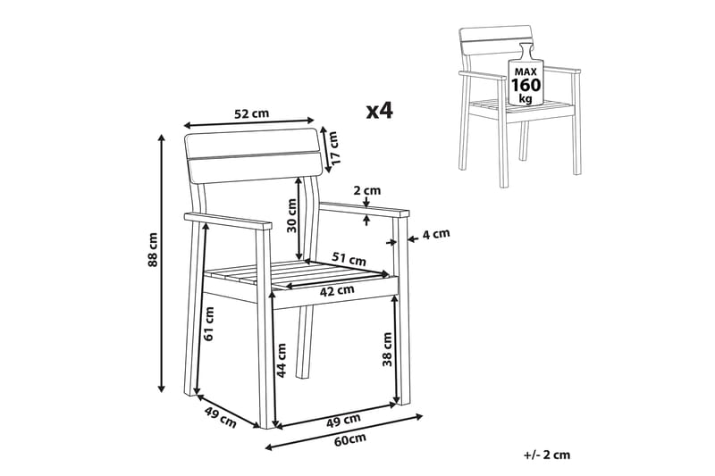 Cellino Armstol 4 stk - Lysebrun - Havemøbler - Balkon - Balkonmøbler - Altanstole