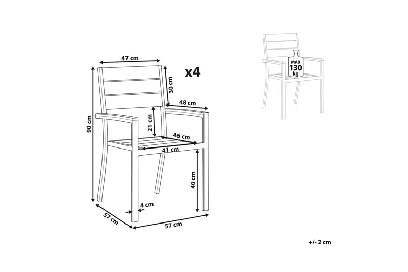 Edmundston Armstol 4 stk - Beige/Hvid - Havemøbler - Balkon - Balkonmøbler - Altanstole