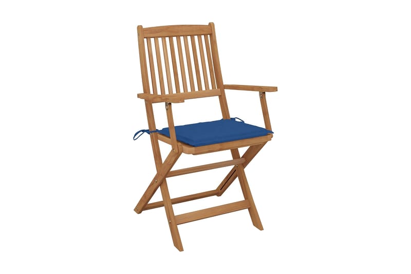 Foldbare Havestole 4 Stk. Med Hynder massivt Akacietræ - Spisebordsstole udendørs - Altanstole