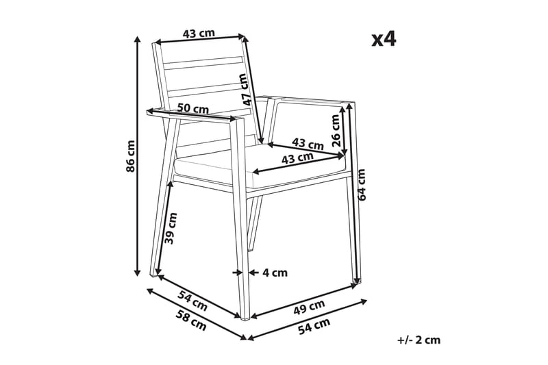 Fortify Armstol 4 stk - Sort/Grå - Havemøbler - Balkon - Balkonmøbler - Altanstole