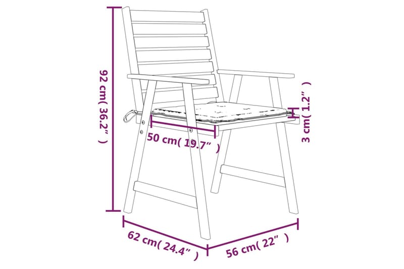 havestole 4 stk. med hynder massivt akacietræ - Grå - Havemøbler - Balkon - Balkonmøbler - Altanstole