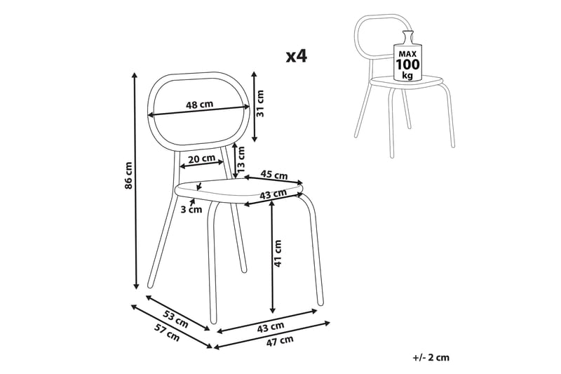 Leamington Spisestol Udendørs 4 stk - Natur/Beige/Sort - Havemøbler - Balkon - Balkonmøbler - Altanstole