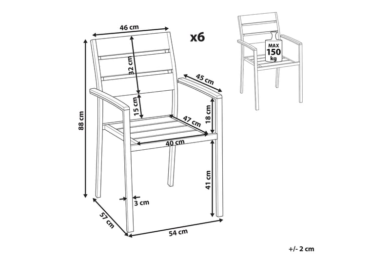 Pereta Armstol 6 stk - Lysebrun/Sort - Havemøbler - Balkon - Balkonmøbler - Altanstole