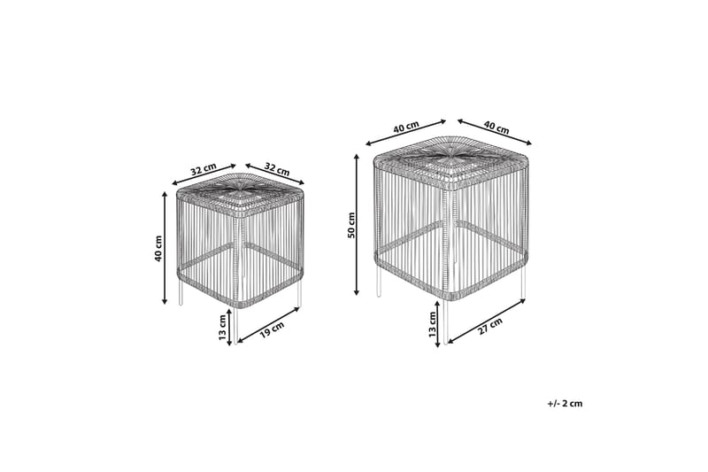 Rimouski Sidebord 40x40 cm 2 stk - Natur/Sort - Havemøbler - Balkon - Balkonmøbler - Altanborde