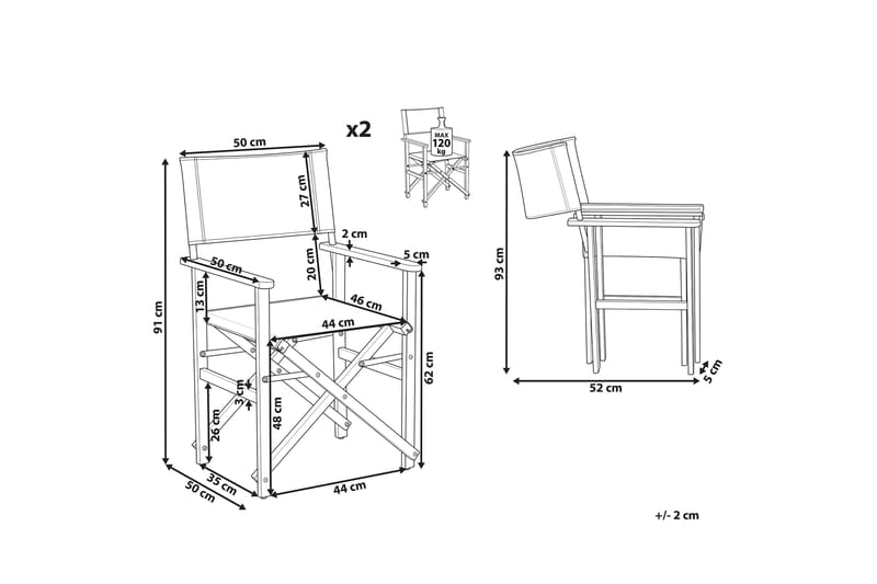 Salve Armstol 2 stk - Lysebrun/Hvid - Havemøbler - Balkon - Balkonmøbler - Altanstole