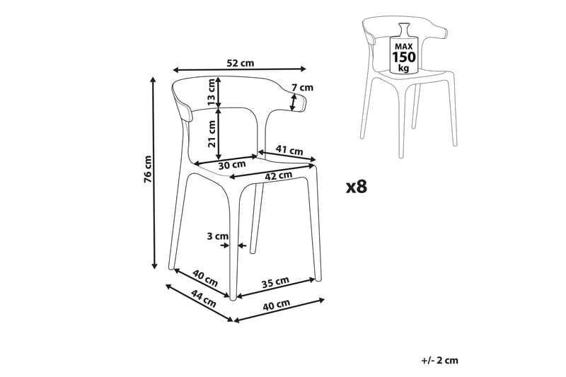 Squinzano Armstol 8 stk - Grå - Havemøbler - Balkon - Balkonmøbler - Altanstole