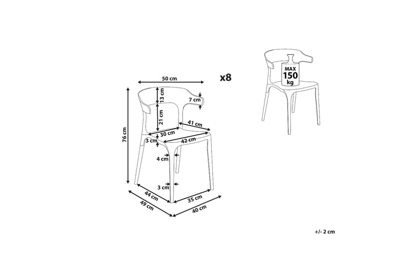 Squinzano Armstol 8 stk - Hvid - Havemøbler - Balkon - Balkonmøbler - Altanstole