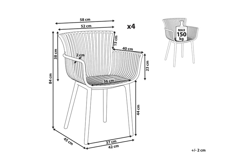 Taurisano Armstol 4 stk - Rød - Havemøbler - Balkon - Balkonmøbler - Altanstole