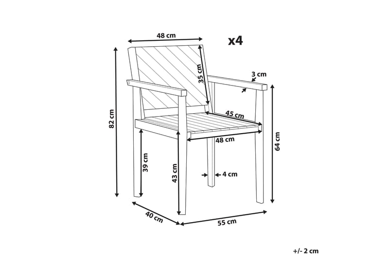 Taviano Armstol 4 stk - Lysebrun - Havemøbler - Balkon - Balkonmøbler - Altanstole