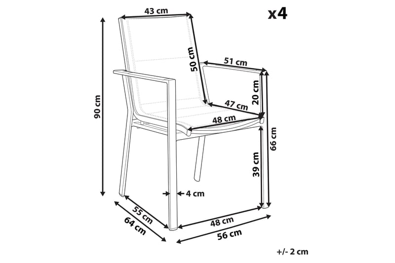 Zama Armstol 4 stk - Sort/Grå - Havemøbler - Balkon - Balkonmøbler - Altanstole