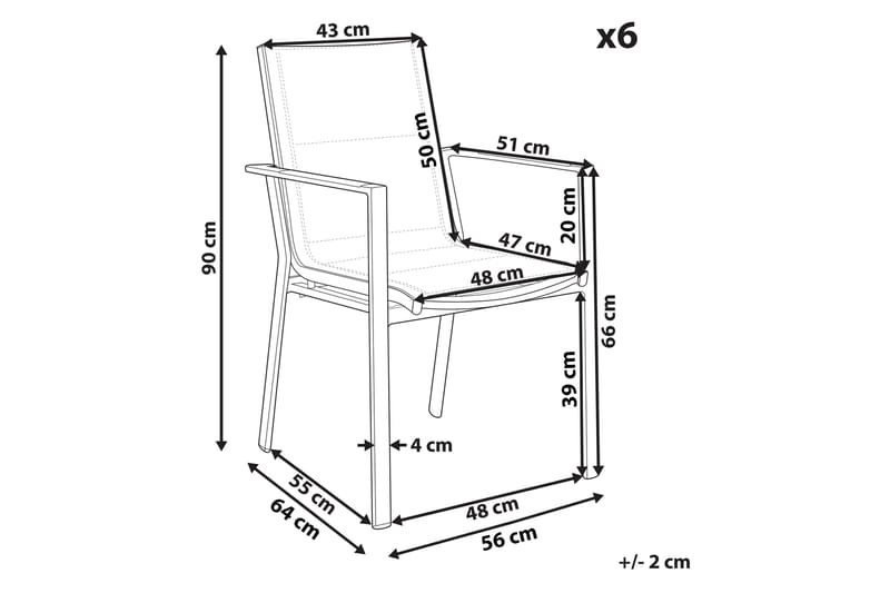 Zama Armstol 6 stk - Sort/Grå - Havemøbler - Balkon - Balkonmøbler - Altanstole