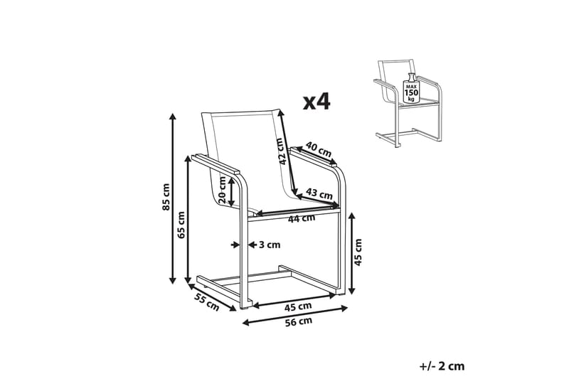 Zervo Armstol 4 stk - Beige/Sølv - Havemøbler - Balkon - Balkonmøbler - Altanstole