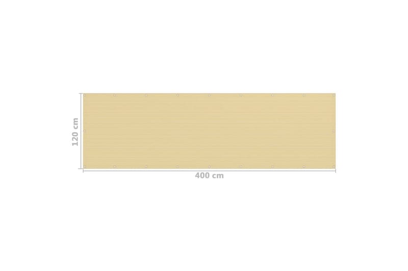 altanafskærmning 120x400 cm HDPE beige - Beige - Havemøbler - Balkon - Sikkerhed & læhegn balkon - Altanafskærmning