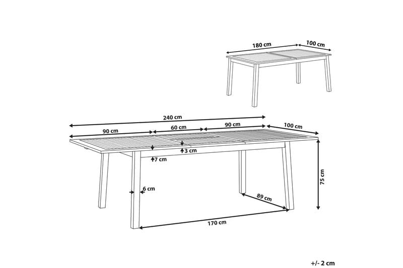 Kettelle Spisebord 100x180 cm - Mørkebrun - Havemøbler - Havebord - Spisebord & havebord