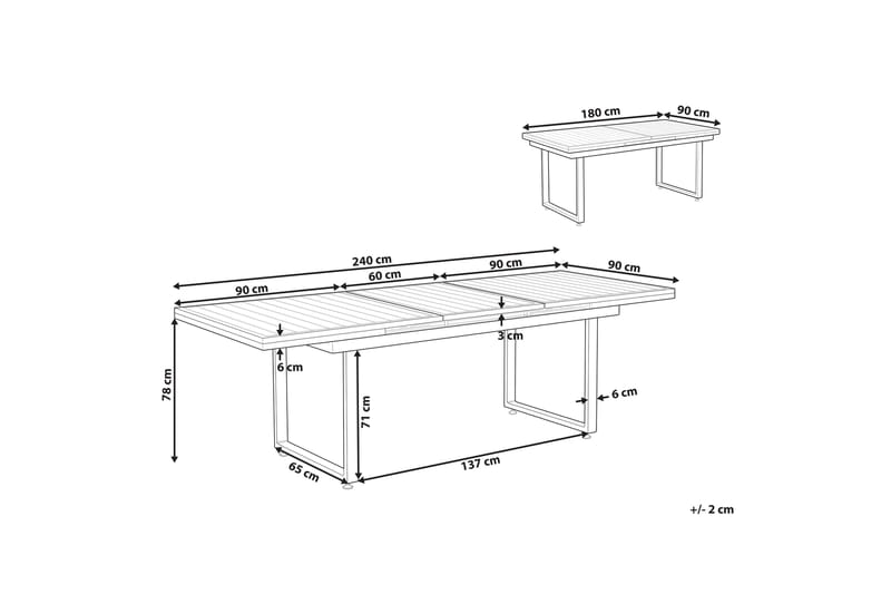 Koaldal Spisebord 90x180 cm - Sort - Havemøbler - Havebord - Spisebord & havebord