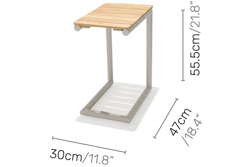 Portals Sidebord 47 cm - Hvid/Træ - Havemøbler - Havebord - Sidebord