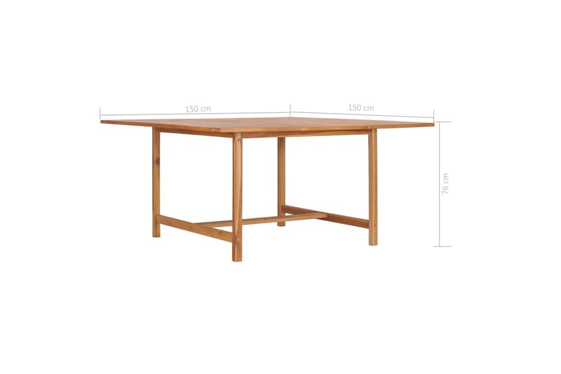 Havebord 150x150x76 cm Massivt Teaktræ - Brun - Havemøbler - Havebord - Spisebord & havebord