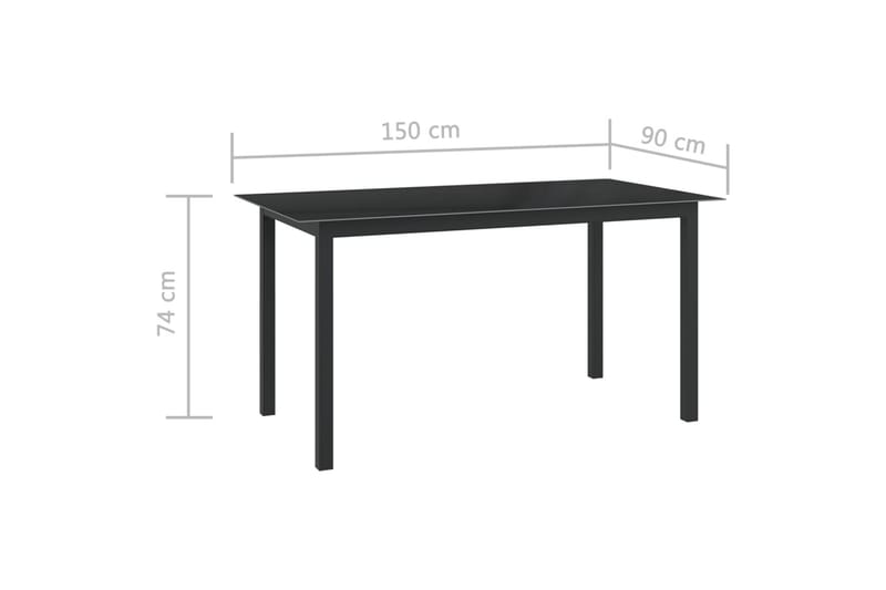 havebord 150x90x74 cm aluminium og glas antracitgrå - Antracit - Havemøbler - Havebord - Spisebord & havebord