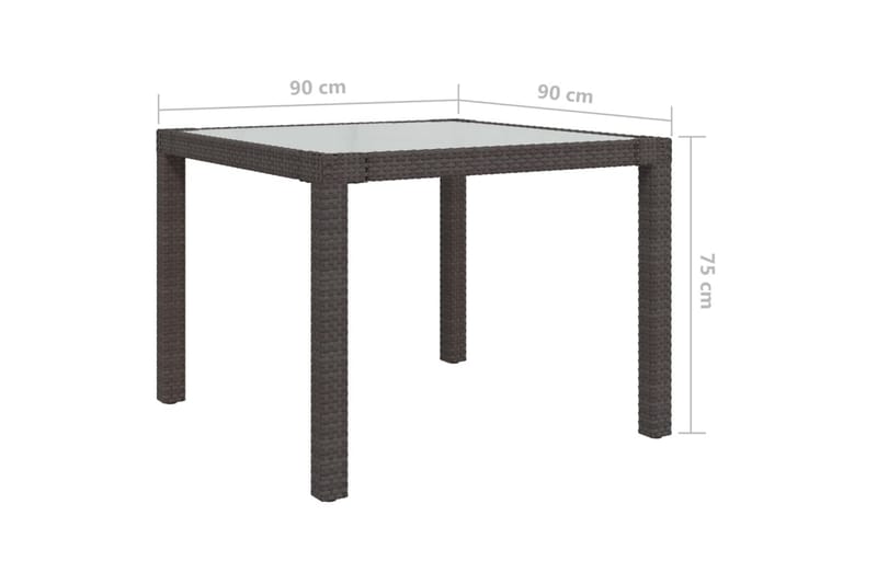 havebord 90x90x75 cm hærdet glas og polyrattan brun - Brun - Havemøbler - Havebord - Spisebord & havebord