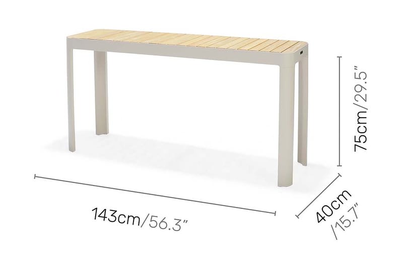 Portals Spisebord 143 cm - Hvid/Træ - Havemøbler - Havebord - Spisebord & havebord