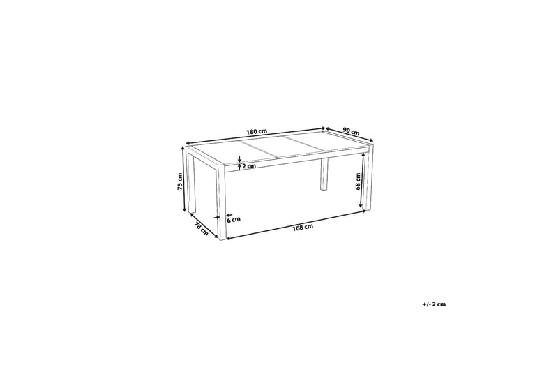 Zervo Spisebord 180x90 cm - Hvid/Sølv - Havemøbler - Havebord - Spisebord & havebord