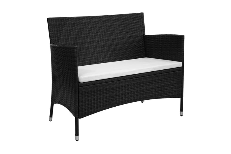 Havebænk 106 Cm Polyrattan Sort - Sort - Havemøbler - Havesofaer & bænke - Udendørs bænk & havebænk