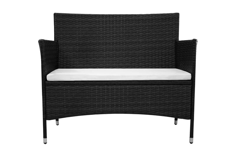 Havebænk 106 Cm Polyrattan Sort - Sort - Havemøbler - Havesofaer & bænke - Udendørs bænk & havebænk