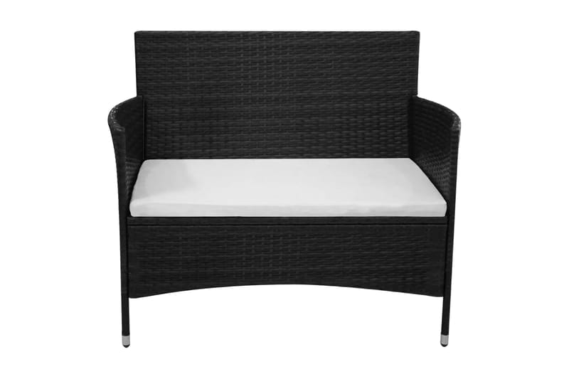 Havebænk 106 Cm Polyrattan Sort - Sort - Havemøbler - Havesofaer & bænke - Udendørs bænk & havebænk