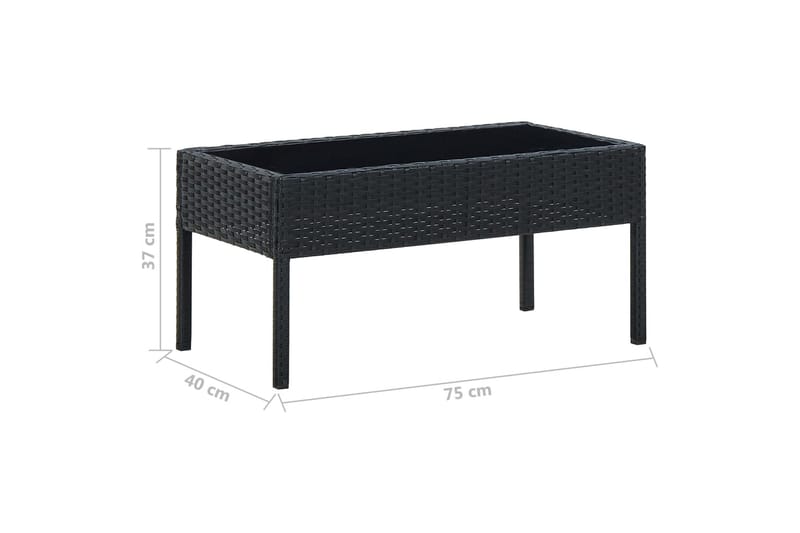 Havebord 75x40x37 cm Polyrattan Sort - Sort - Havemøbler - Havesofaer & bænke - Udendørs bænk & havebænk