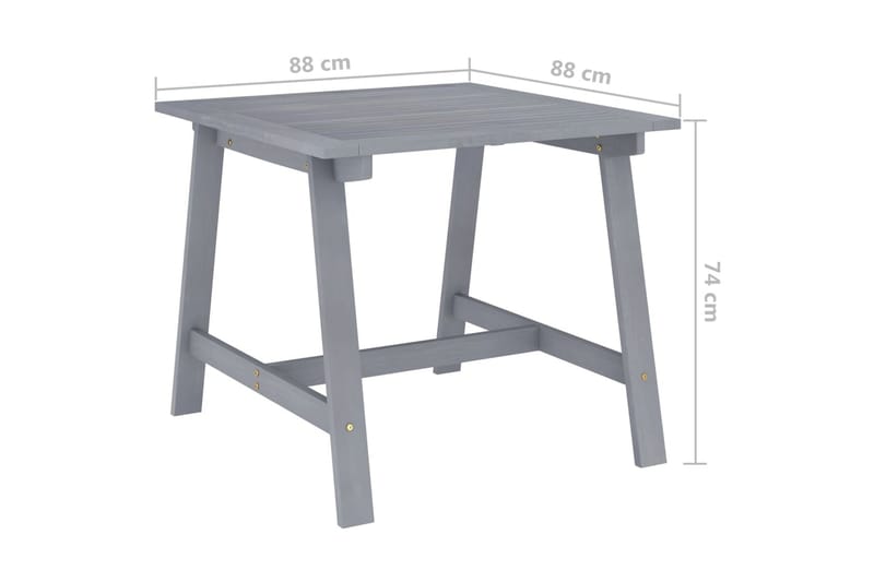 Havebord 88x88x74 cm massivt Akacietræ Grå - Grå - Havemøbler - Havesofaer & bænke - Udendørs bænk & havebænk