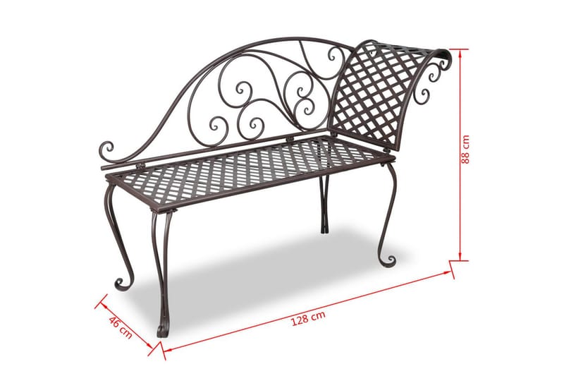 Havechaiselong 128 Cm Stål Antik Brun - Brun - Havemøbler - Havesofaer & bænke - Udendørs bænk & havebænk