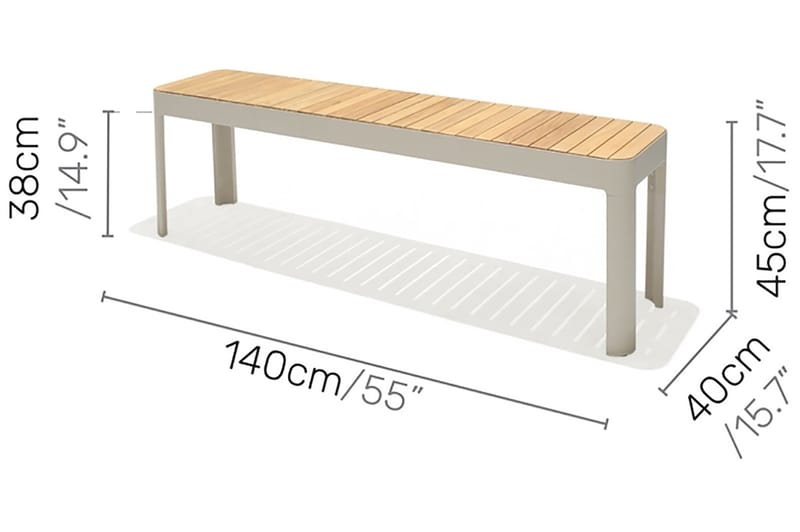 Portals Havebænk 143 cm - Hvid/Træ - Havemøbler - Havesofaer & bænke - Udendørs bænk & havebænk