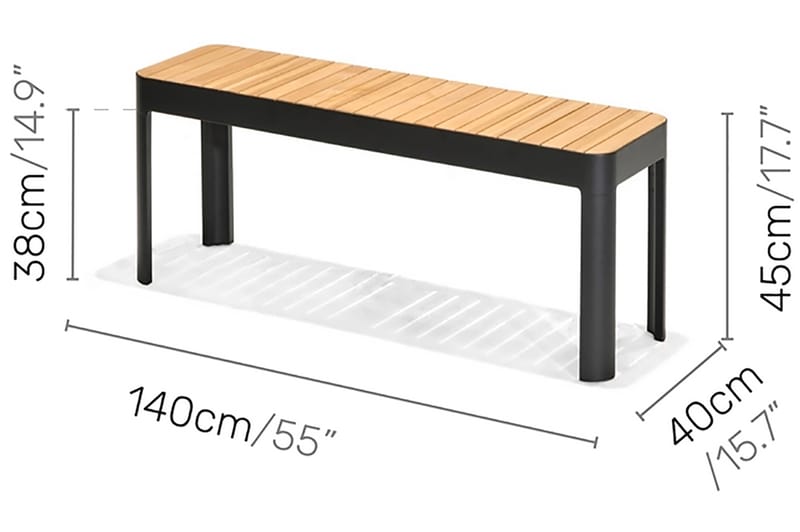 Portals Havebænk 143 cm - Sort/Træ - Havemøbler - Havesofaer & bænke - Udendørs bænk & havebænk