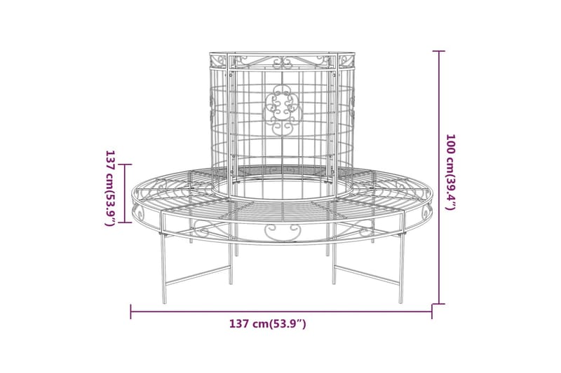 beBasic bænk til træ Ã˜137 cm rund stål sort - Sort - Havemøbler - Havesofaer & bænke - Udendørs bænk & havebænk