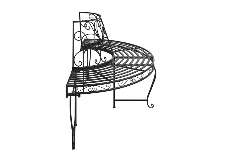 beBasic bænke til træ 2 stk. Ã˜160 cm halvrund stål sort - Sort - Havemøbler - Havesofaer & bænke - Udendørs bænk & havebænk