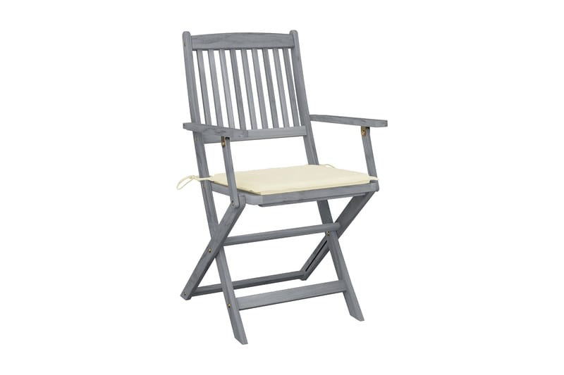 Foldbare udendørsstole 6 stk. med hynder massivt akacietræ - Caféstole - Altanstole