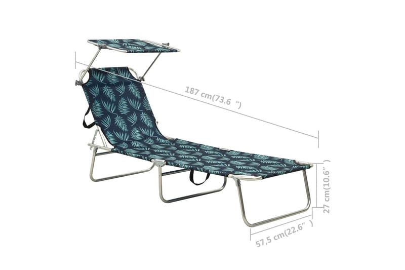 Foldbar Liggestol Med Baldakin Aluminium Bladmønster - Havemøbler - Havestole - Solseng & solvogn