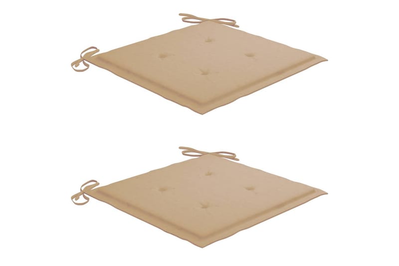 Havestole 2 stk. med beige hynder massivt teaktræ - Beige - Havemøbler - Havestole - Positionsstole