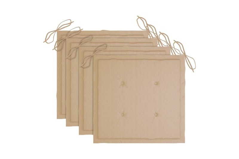 Havestole med beige hynder 3 stk. massivt teaktræ - Beige - Positionsstole