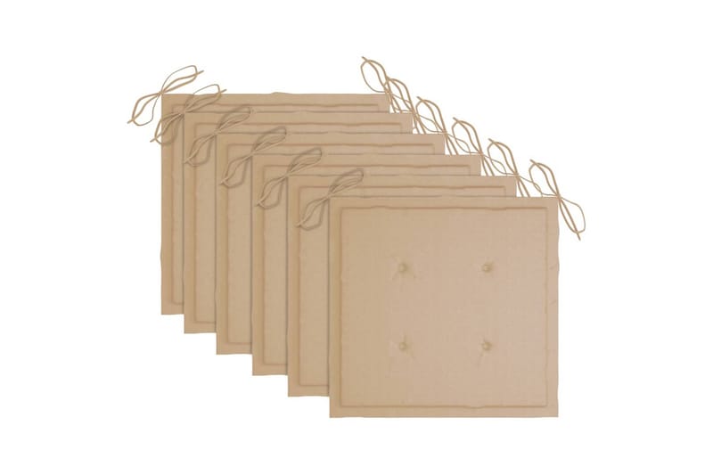 Havestole med beige hynder 6 stk. massivt teaktræ - Beige - Positionsstole