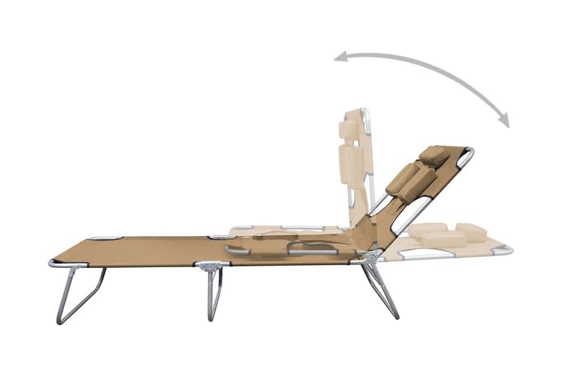 Foldbar Liggestol Med Hovedhynde Justerbart Ryglæn Gråbrun - Brun - Havemøbler - Havestole - Solseng & solvogn