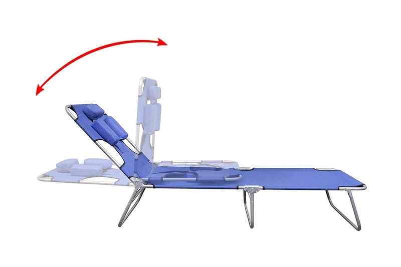Foldbar Liggestol Med Hovedpude Pulverlakeret Stål Blå - Blå - Havemøbler - Havestole - Solseng & solvogn