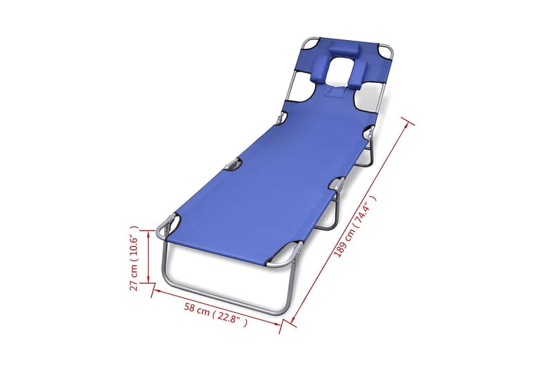 Foldbar Liggestol Med Hovedpude Pulverlakeret Stål Blå - Blå - Havemøbler - Havestole - Solseng & solvogn