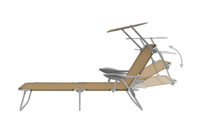 Foldbar Liggestol Med Tag Stål Gråbrun - Brun - Havemøbler - Havestole - Solseng & solvogn