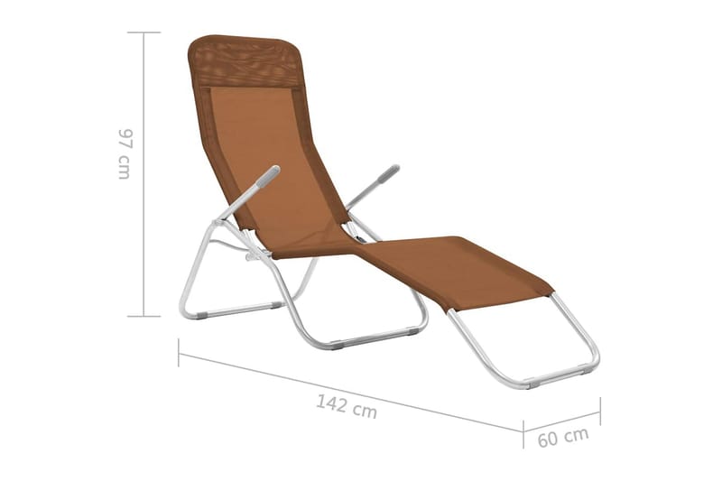 Foldbare Liggestole 2 Stk. Textilene Gråbrun - Brun - Havemøbler - Havestole - Solseng & solvogn