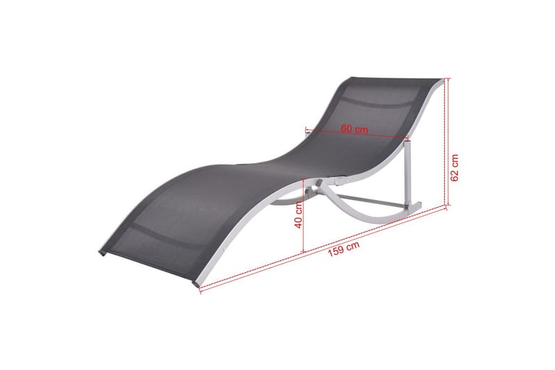 Kurvet Liggestol 2 stk. Sort Grå - Sort - Havemøbler - Havestole - Solseng & solvogn