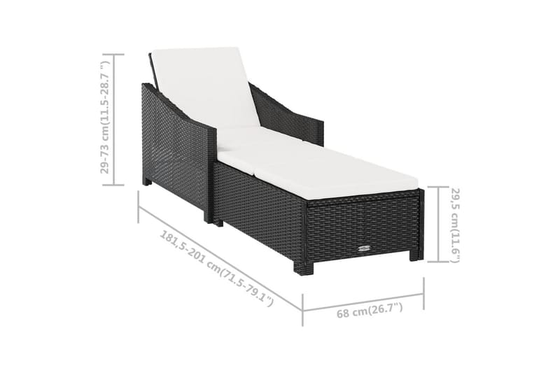 liggestol med cremefarvet hynde polyrattan sort - Sort - Havemøbler - Havestole - Solseng & solvogn