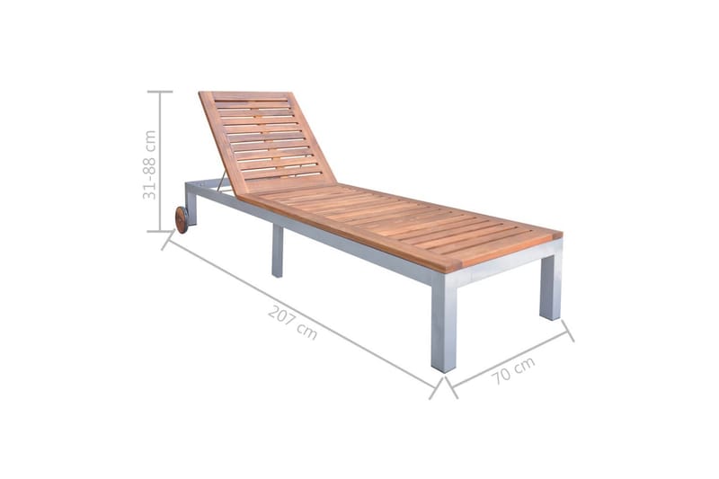 liggestol med hynde massivt akacietræ og galvaniseret stål - Brun - Havemøbler - Havestole - Solseng & solvogn